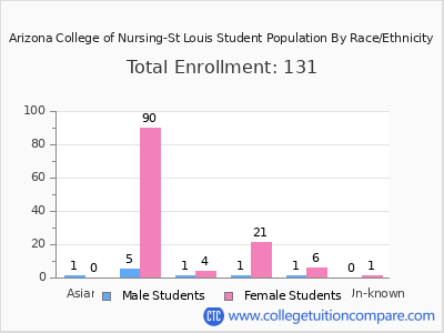 Arizona College of Nursing-St Louis 2025 Student Population by Gender and Race chart