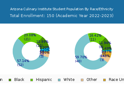 Arizona Culinary Institute 2023 Student Population by Gender and Race chart