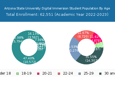 Arizona State University Digital Immersion 2023 Student Population Age Diversity Pie chart