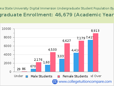 Arizona State University Digital Immersion 2023 Undergraduate Enrollment by Age chart