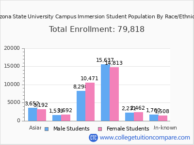 Arizona State University Campus Immersion 2025 Student Population by Gender and Race chart