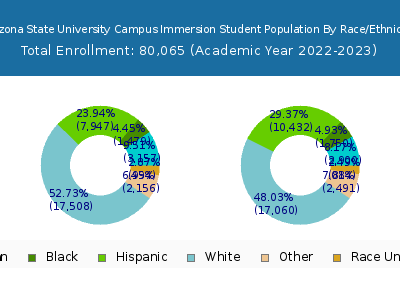 Arizona State University Campus Immersion 2023 Student Population by Gender and Race chart