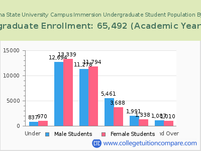 Arizona State University Campus Immersion 2023 Undergraduate Enrollment by Age chart