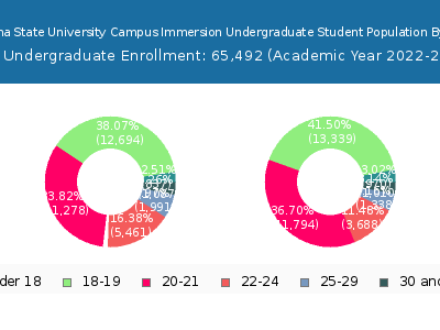 Arizona State University Campus Immersion 2023 Undergraduate Enrollment Age Diversity Pie chart