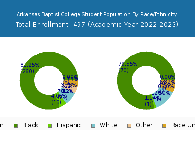 Arkansas Baptist College 2023 Student Population by Gender and Race chart