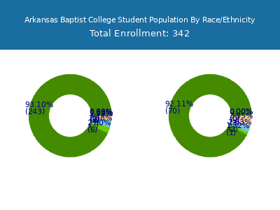 Arkansas Baptist College 2025 Student Population by Gender and Race chart