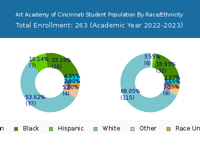 Art Academy of Cincinnati 2023 Student Population by Gender and Race chart