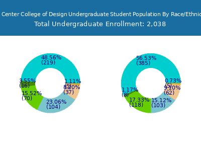Art Center College of Design 2025 Undergraduate Enrollment by Gender and Race chart