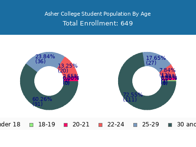 Asher College 2024 Student Population Age Diversity Pie chart