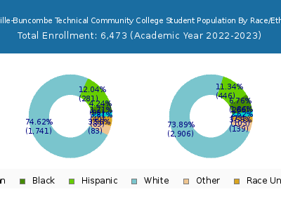 Asheville-Buncombe Technical Community College 2023 Student Population by Gender and Race chart