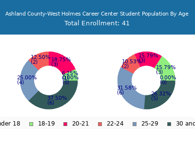 Ashland County-West Holmes Career Center 2024 Student Population Age Diversity Pie chart
