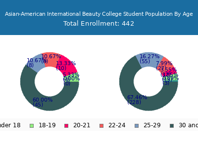 Asian-American International Beauty College 2024 Student Population Age Diversity Pie chart