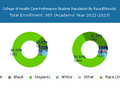 College of Health Care Professions 2023 Student Population by Gender and Race chart