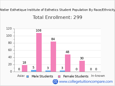 Atelier Esthetique Institute of Esthetics 2025 Student Population by Gender and Race chart