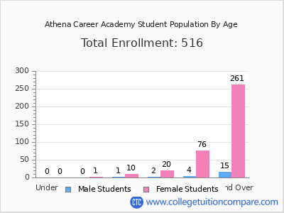 Athena Career Academy 2024 Student Population by Age chart