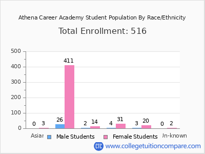 Athena Career Academy 2025 Student Population by Gender and Race chart