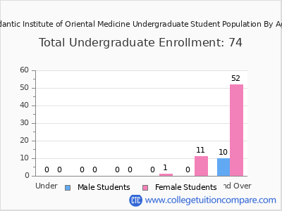 Atlantic Institute of Oriental Medicine 2024 Undergraduate Enrollment by Age chart