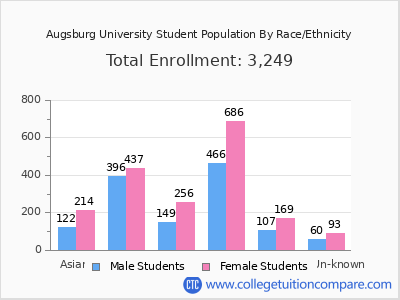 Augsburg University 2025 Student Population by Gender and Race chart