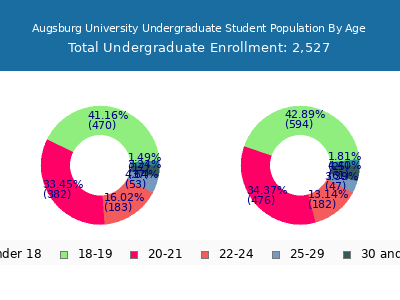 Augsburg University 2025 Undergraduate Enrollment Age Diversity Pie chart