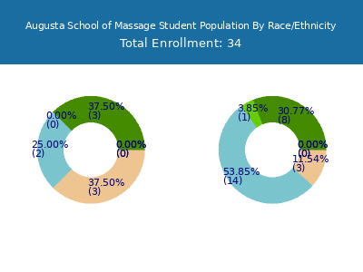 Augusta School of Massage 2025 Student Population by Gender and Race chart