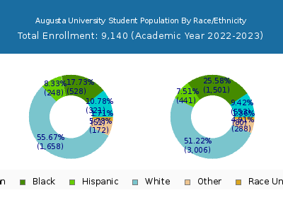 Augusta University 2023 Student Population by Gender and Race chart