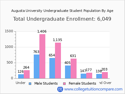 Augusta University 2025 Undergraduate Enrollment by Age chart