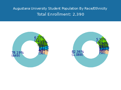 Augustana University 2025 Student Population by Gender and Race chart