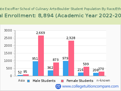 Auguste Escoffier School of Culinary Arts-Boulder 2023 Student Population by Gender and Race chart