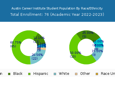 Austin Career Institute 2023 Student Population by Gender and Race chart