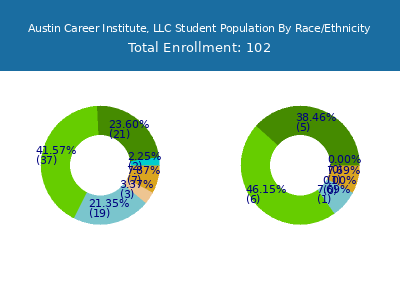 Austin Career Institute, LLC 2025 Student Population by Gender and Race chart
