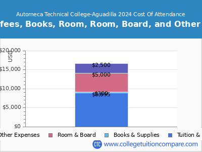 Automeca Technical College-Aguadilla 2024 COA (cost of attendance) chart