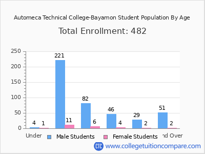 Automeca Technical College-Bayamon 2024 Student Population by Age chart