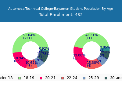 Automeca Technical College-Bayamon 2024 Student Population Age Diversity Pie chart