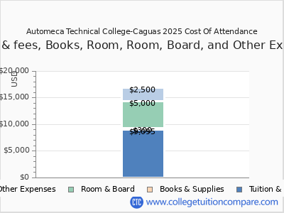 Automeca Technical College-Caguas 2025 COA (cost of attendance) chart