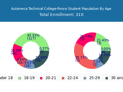 Automeca Technical College-Ponce 2024 Student Population Age Diversity Pie chart