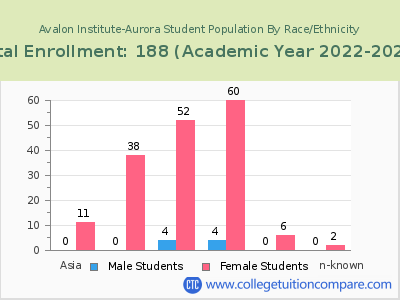 Avalon Institute-Aurora 2023 Student Population by Gender and Race chart
