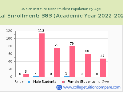 Avalon Institute-Mesa 2023 Student Population by Age chart