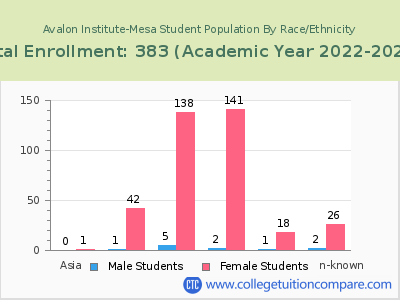 Avalon Institute-Mesa 2023 Student Population by Gender and Race chart