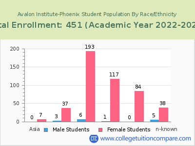 Avalon Institute-Phoenix 2023 Student Population by Gender and Race chart