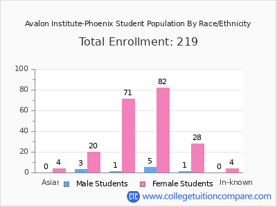 Avalon Institute-Phoenix 2025 Student Population by Gender and Race chart