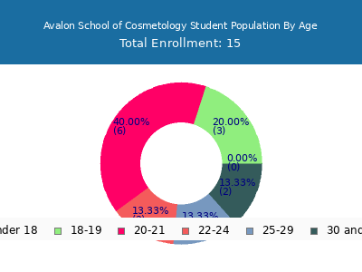 Avalon School of Cosmetology 2025 Student Population Age Diversity Pie chart