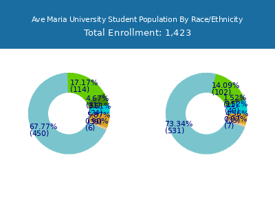 Ave Maria University 2025 Student Population by Gender and Race chart