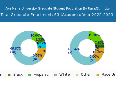 Ave Maria University 2023 Graduate Enrollment by Gender and Race chart