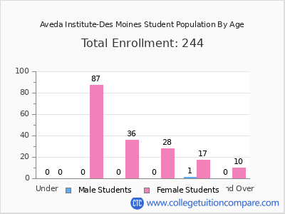 Aveda Institute-Des Moines 2024 Student Population by Age chart