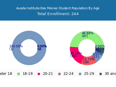 Aveda Institute-Des Moines 2024 Student Population Age Diversity Pie chart