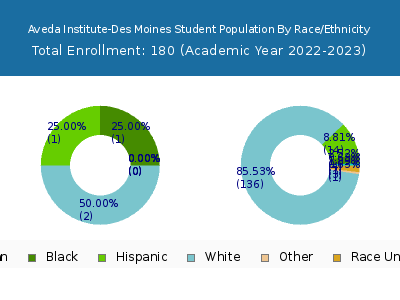 Aveda Institute-Des Moines 2023 Student Population by Gender and Race chart