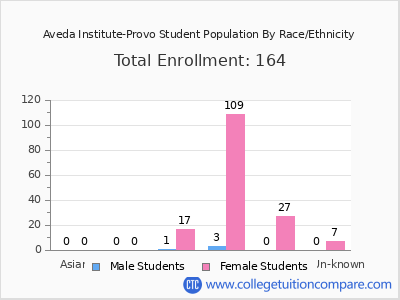 Aveda Institute-Provo 2025 Student Population by Gender and Race chart