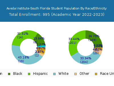 Aveda Institute-South Florida 2023 Student Population by Gender and Race chart