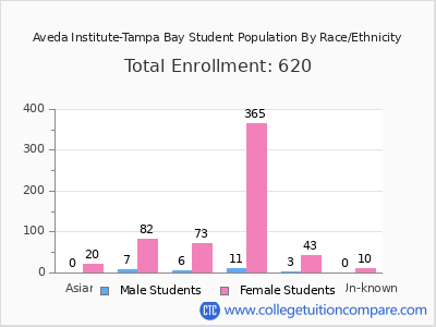 Aveda Institute-Tampa Bay 2025 Student Population by Gender and Race chart