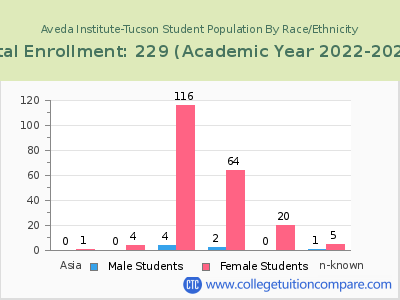 Aveda Institute-Tucson 2023 Student Population by Gender and Race chart